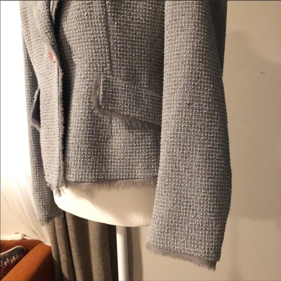 Anne Klein gray tweed blazer with boutonnière - Picture 5 of 11
